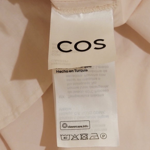 Cos Oversized A-Line Shirt Dress Size 2 Light Beige Cotton Exposed Zip Neck NWT - Picture 9 of 12